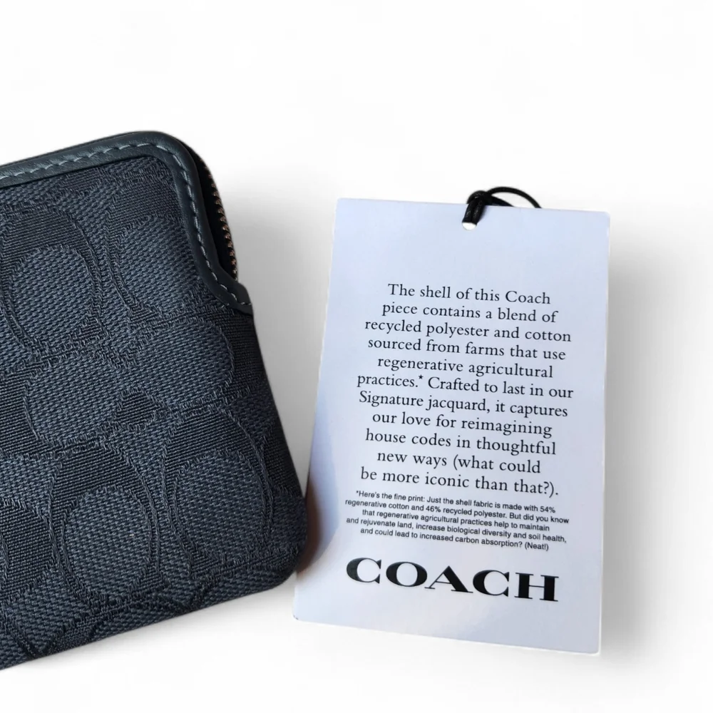 Coach Signature Jacquard Corner Zip Wrislet Denim